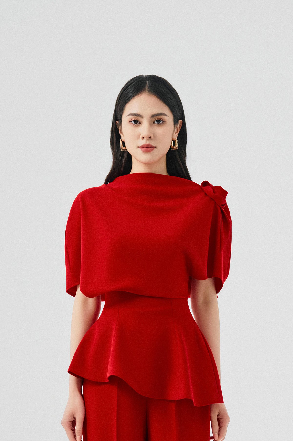 Ellie Floral 3D Peplum Shirt